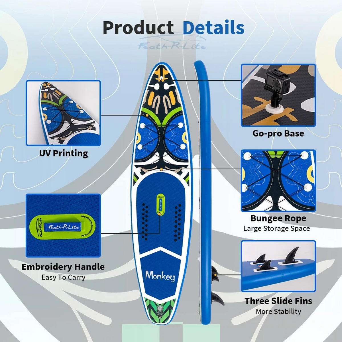 STAND-UP PADDLE BOARD SUPFR02E 350*84*15 - Blau, Kunststoff (84/350cm) - Kaket