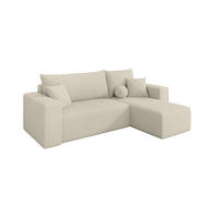 ROHOVÁ SEDAČKA s funkcí spaní, otoman vpravo SENO-L 249x139x85 béžová bouclé - černá/písková barva, kompozitní dřevo/textil (249/139cm) - ALTDECOR
