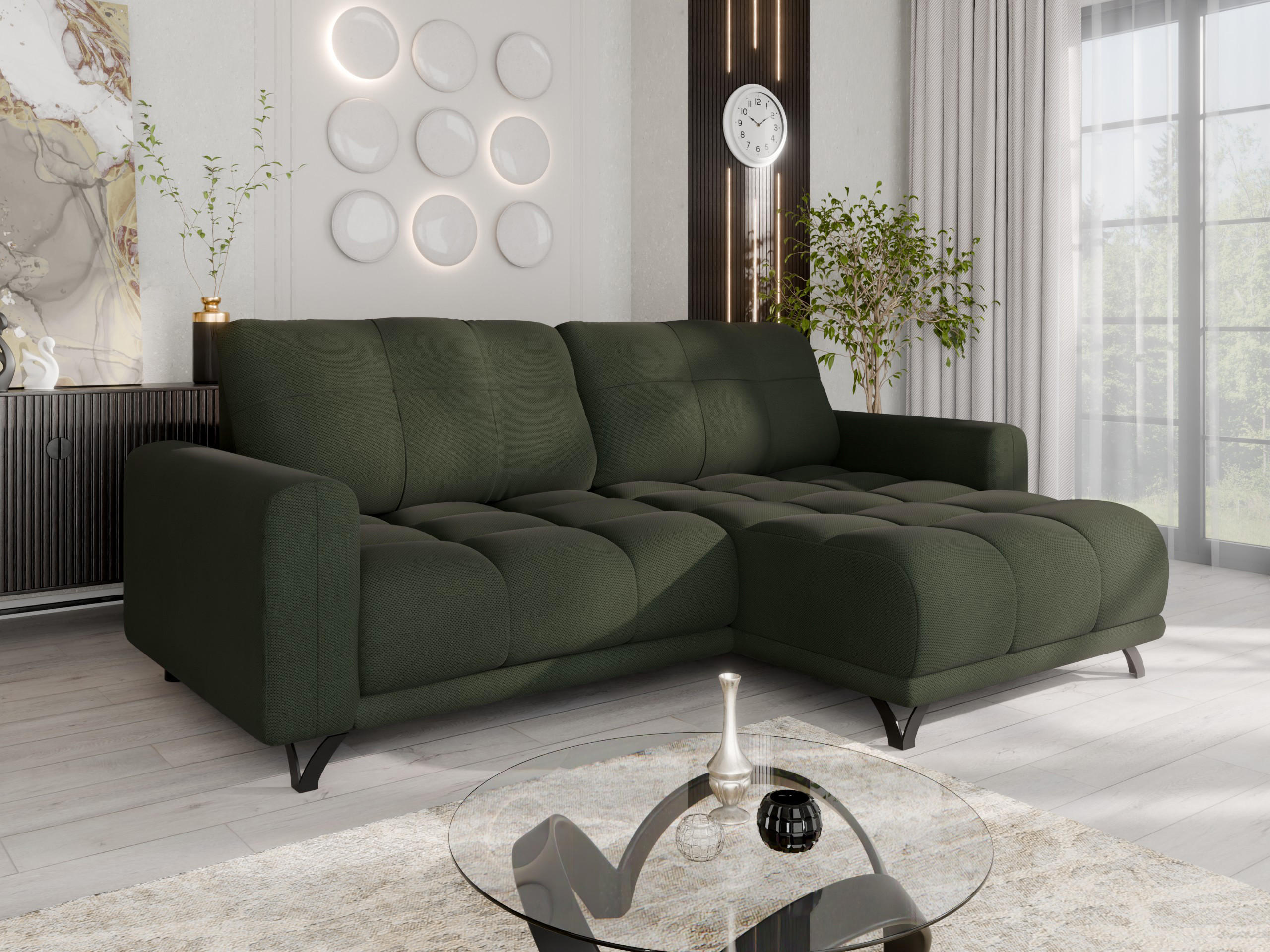 ECKSOFA Ferrino L-Form, Recamiere beidseitig montierbar, Dunkelgrau - Dunkelgrau, Holz (174/234cm) - Panda Möbel