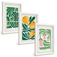 BILDER SET 3er Set - 20x30 cm Weißer Rahmen - Minimalistische Pflanzenmuster - Weiß, Kunststoff (20/30cm) - TULUP