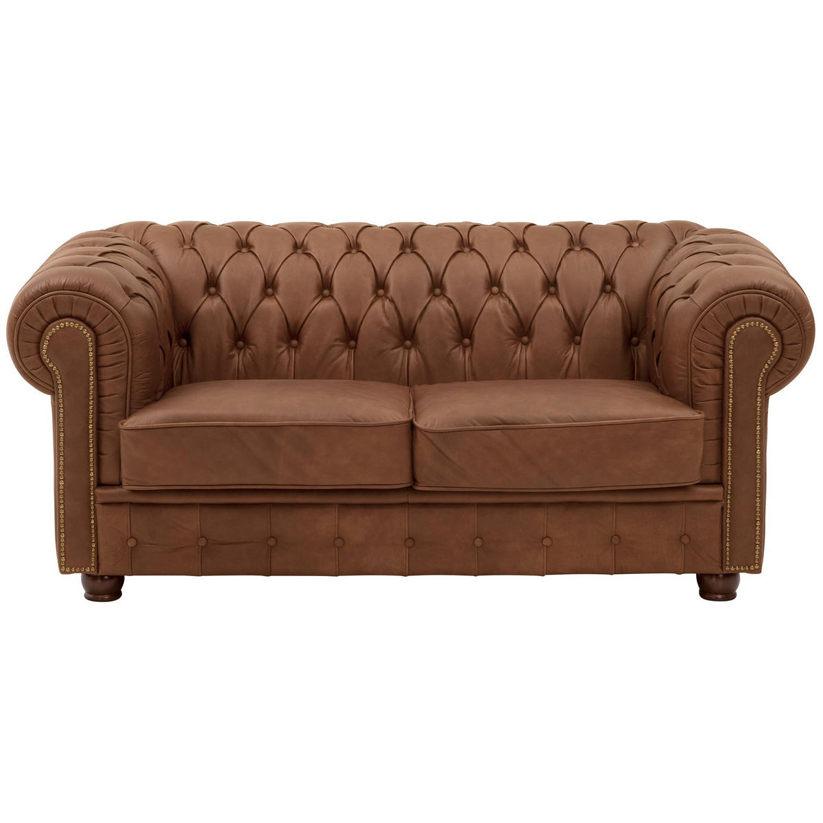 SOFA 2-Sitzer Kath Echtleder (Antikoptik) cognac - Cognac, Leder (174/74/98cm) - 58aufmkessel