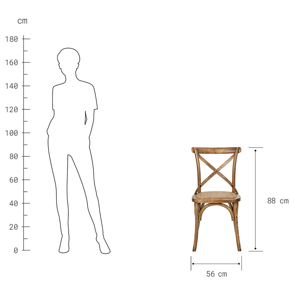 STUHL Cross Country - Braun, Holz (49/88/56cm) - Butlers