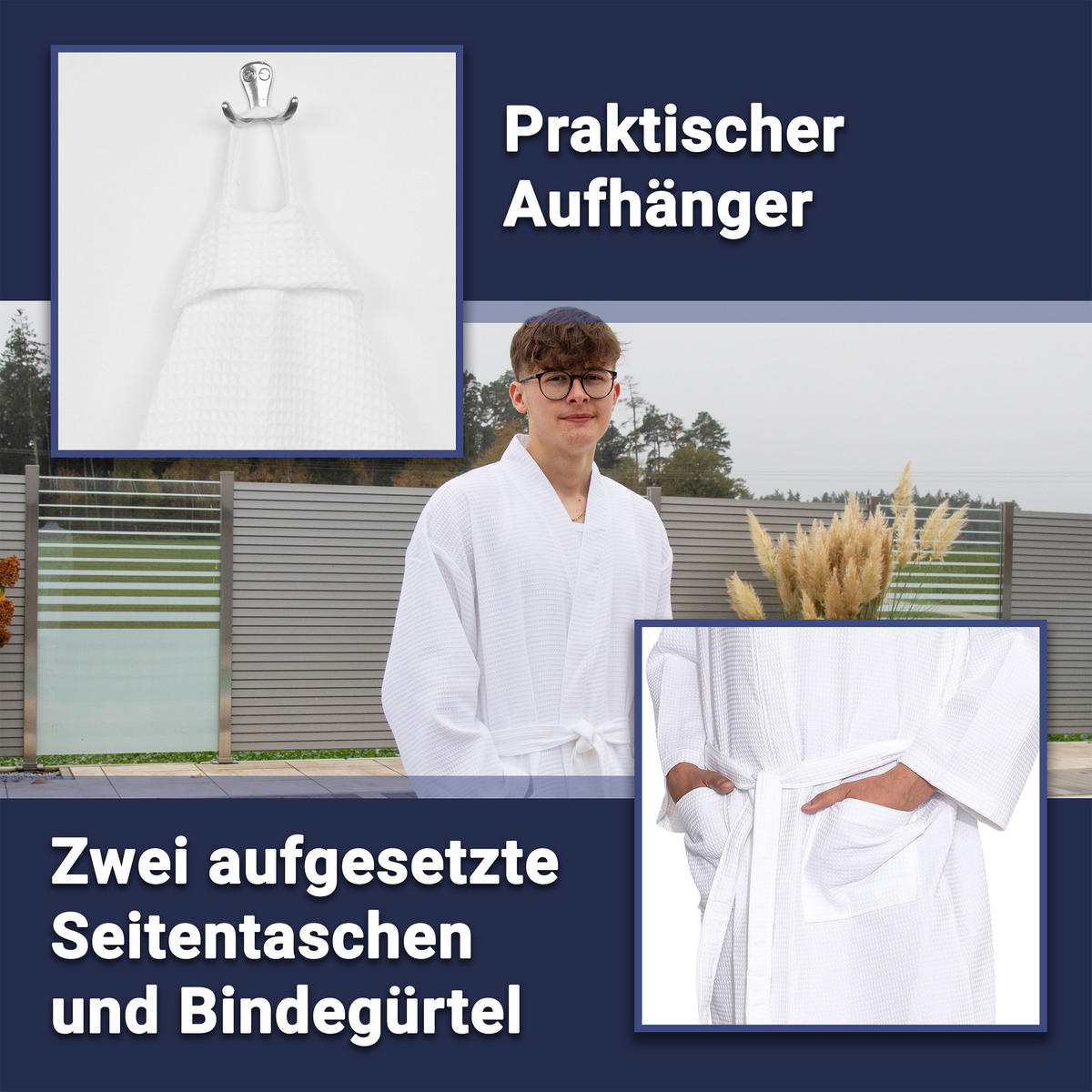 BADEMANTEL, M, 100% Baumwolle, Weiß - Weiß, Textil (Mcm) - Zollner
