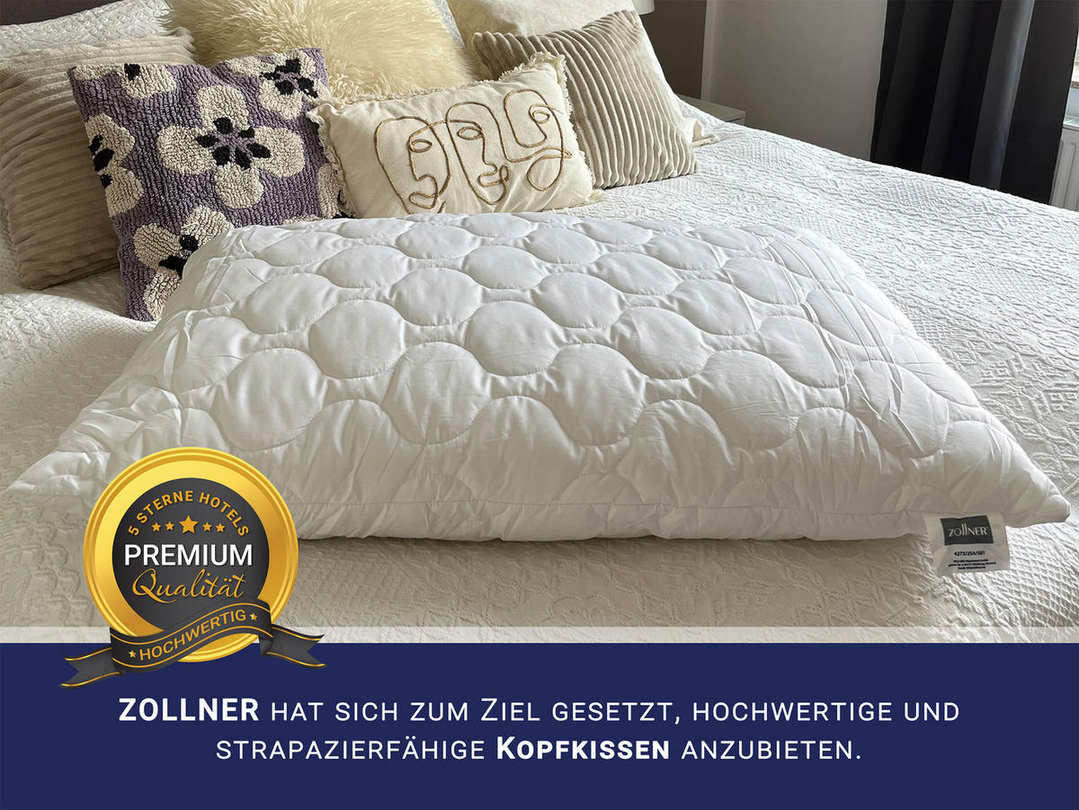 KOPFKISSEN, 70x90 cm, 100% Polyester-Hohlfaser Füllung - Weiß, Textil (70/90cm) - Zollner