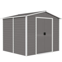 GERÄTEHAUS 4,4 m² Gartenhaus mit Pultdach, Schiebetür, Fundament Geräteschuppen - Hellgrau, Metall (206/198/240cm) - Outsunny