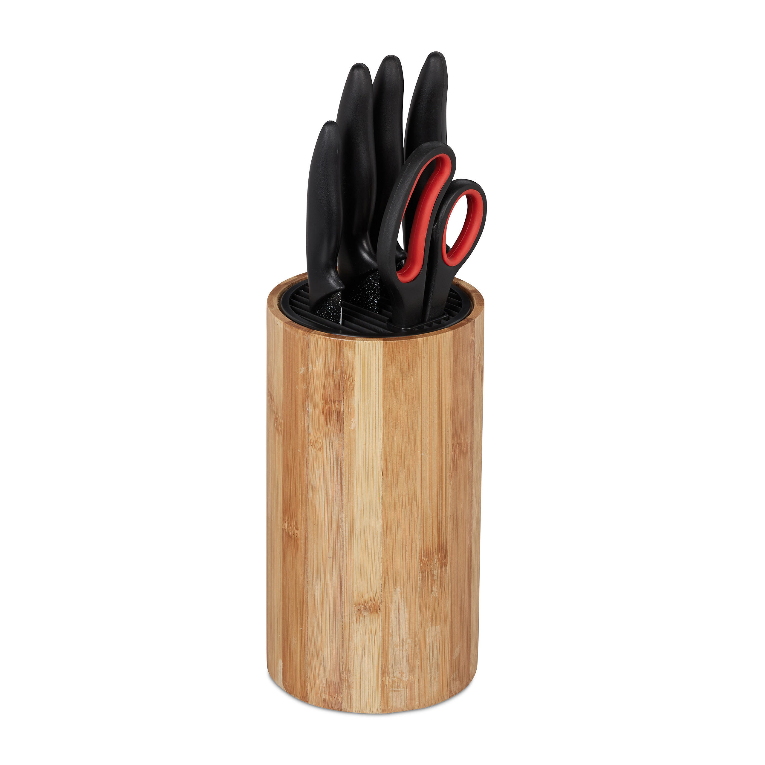 MESSERBLOCK - Hellbraun, Holz/Kunststoff (12.5/23/12.5cm) - Relaxdays