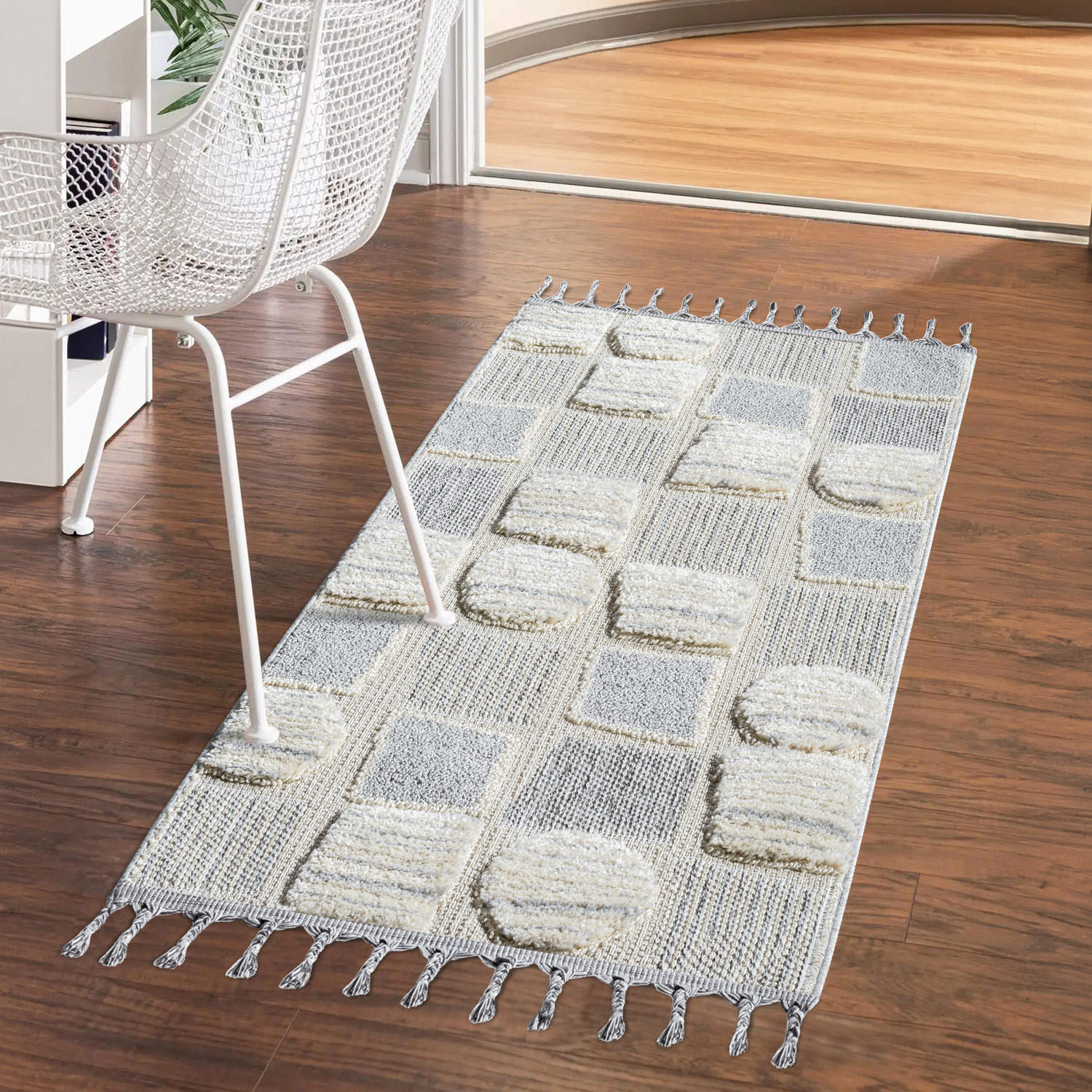 KURZFLOR-TEPPICH Valencia 950 Creme 80x150 cm - Blau/Creme, Textil (80/150cm) - carpet city