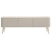 TV-LOWBOARD Ovarlo Greige mit goldenen Metallbeinen 163 cm - Taupe/Goldfarben, Holzwerkstoff/Metall (163.2/49.2/38cm) - Selsey