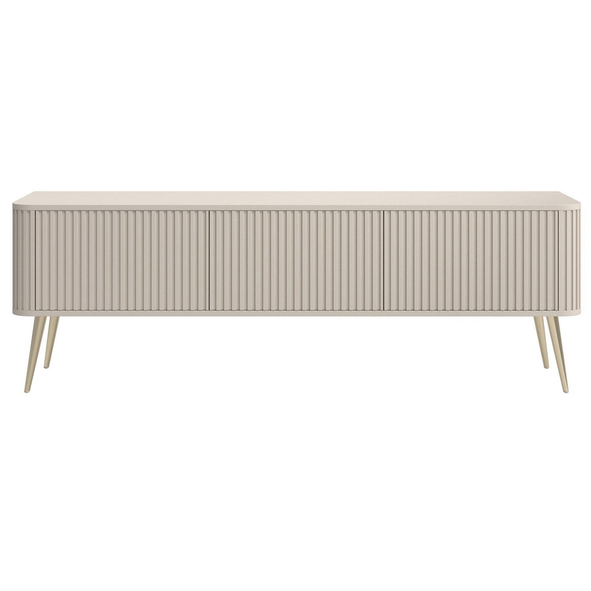 TV-LOWBOARD Ovarlo Greige mit goldenen Metallbeinen 163 cm - Taupe/Goldfarben, Holzwerkstoff/Metall (163.2/49.2/38cm) - Selsey