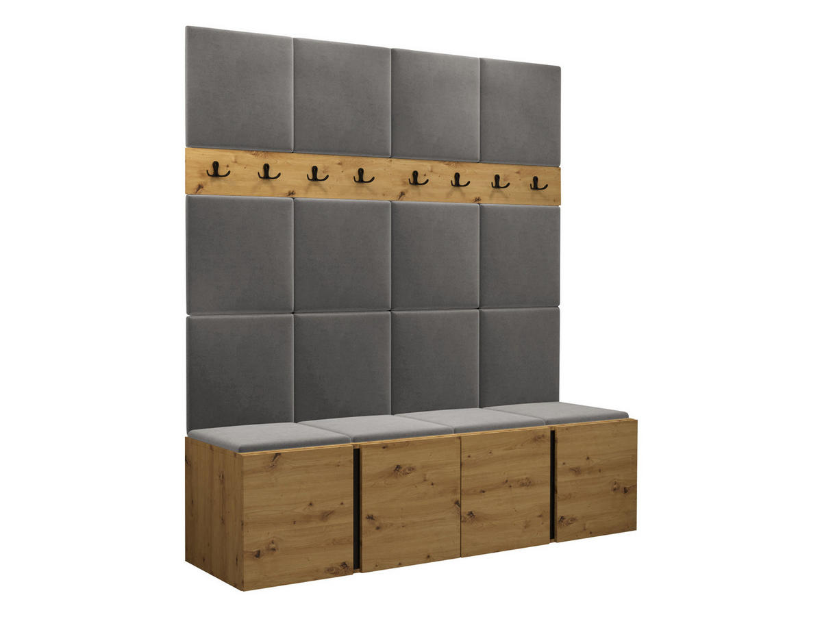 GARDEROBEN-SET Orion V - Eiche Artisan/Grau, Holzwerkstoff/Kunststoff (168/186/46cm) - MIRJAN24