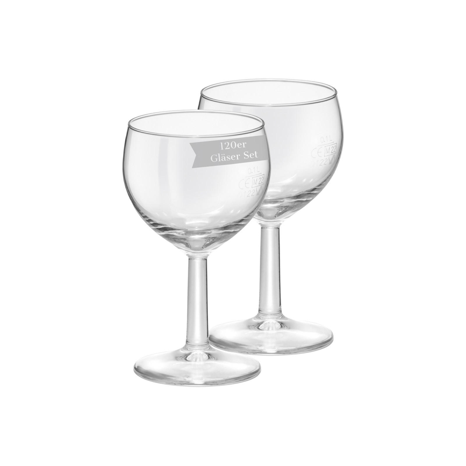 WEINGLÄSER GEEICHT Ballon Profi transparent 0,1 l 120er Set - Transparent, Glas (0.19L) - Van Well