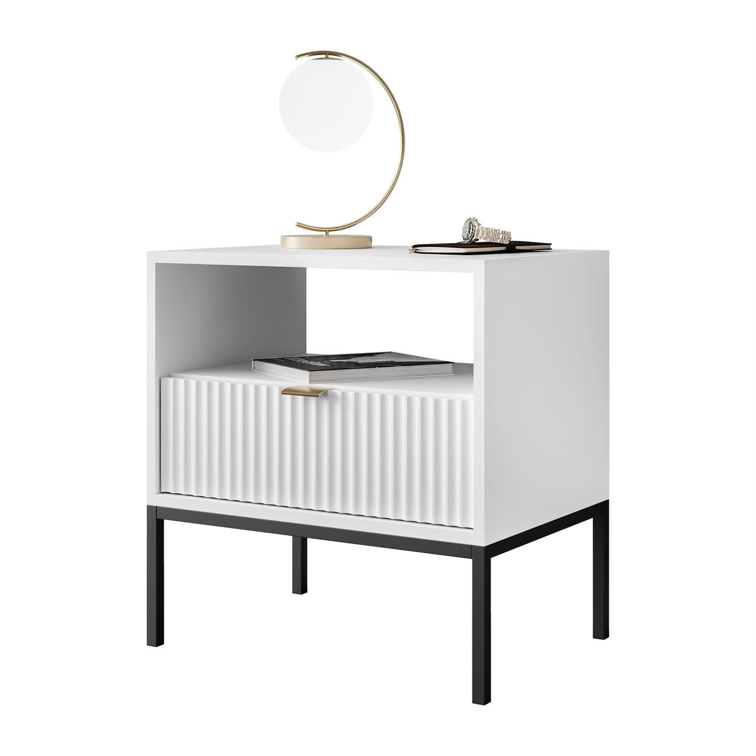 NACHTTISCH CORTADO S54 WEISS - Weiß, Holzwerkstoff (54/56/39cm) - Lookway