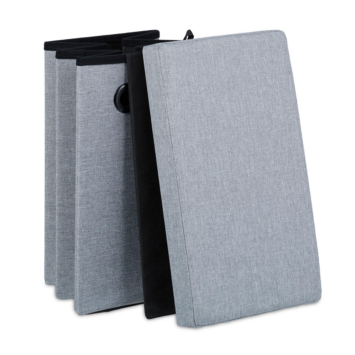 SITZHOCKER - Grau, Holzwerkstoff/Textil (48.5/49/27cm) - Relaxdays