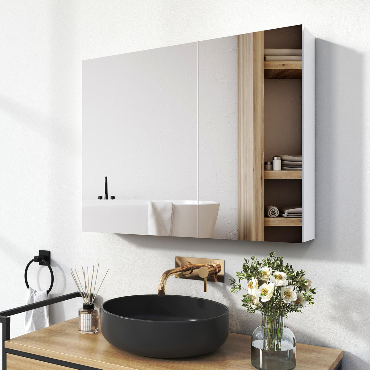 SPIEGELSCHRANK Weiß 85/65/14,5 - Weiß, Metall (65/65/85cm) - EMKE