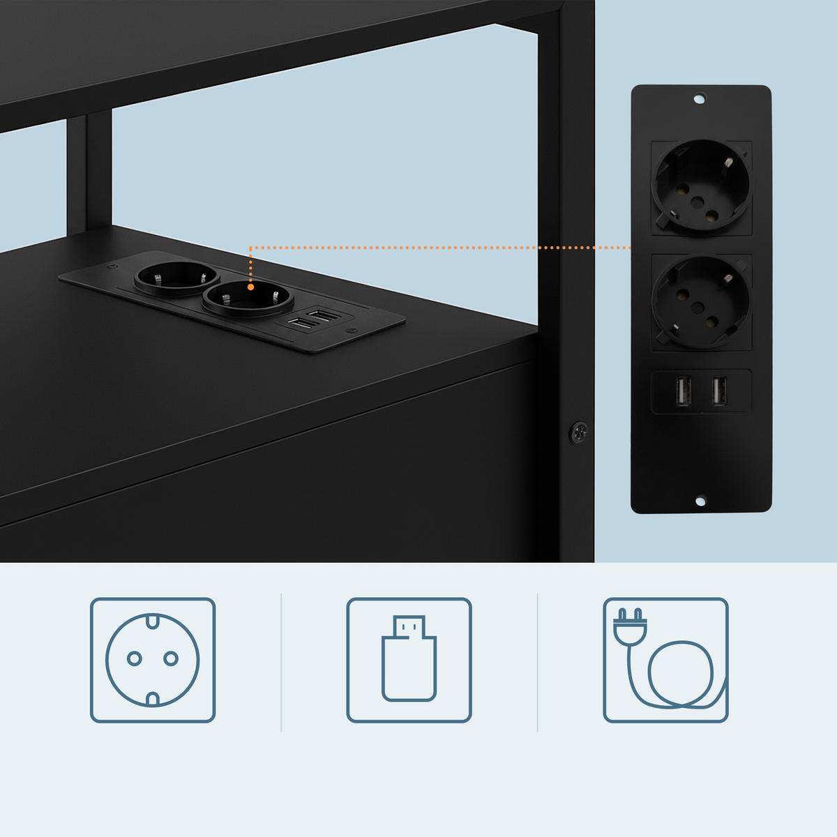 BEISTELLTISCH - Schwarz, Holzwerkstoff/Metall (60/35/61cm) - Relaxdays