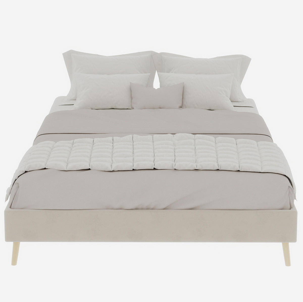 POLSTERBETT 140/200 cm Beige aus Stoff und Metall mit Lattenrost - Beige, Textil (140/200cm) - OKWISH