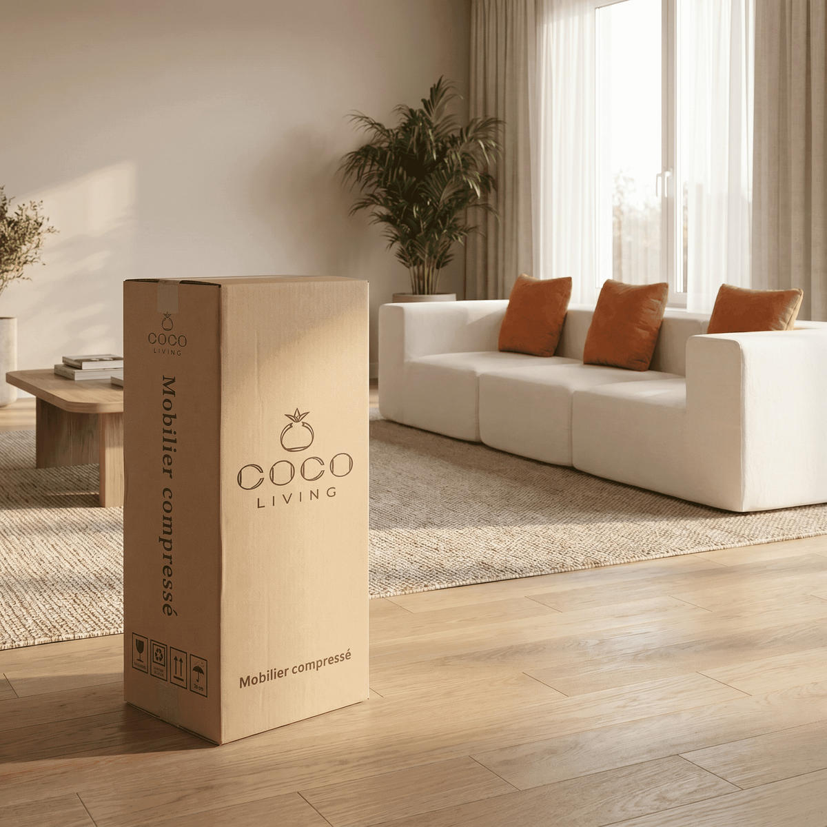 SOFA Pure - Weiß Orange - Weiß, Textil (300/62/100cm) - COCO Living