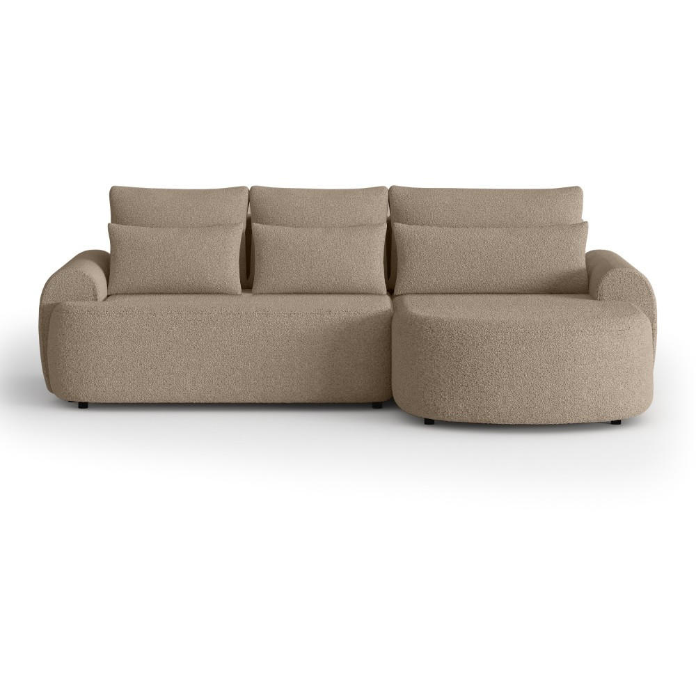 ECKSCHLAFSOFA Olivio L Hellbraun, rechts - Hellbraun/Schwarz, Kunststoff/Textil (266/170cm) - Beautysofa