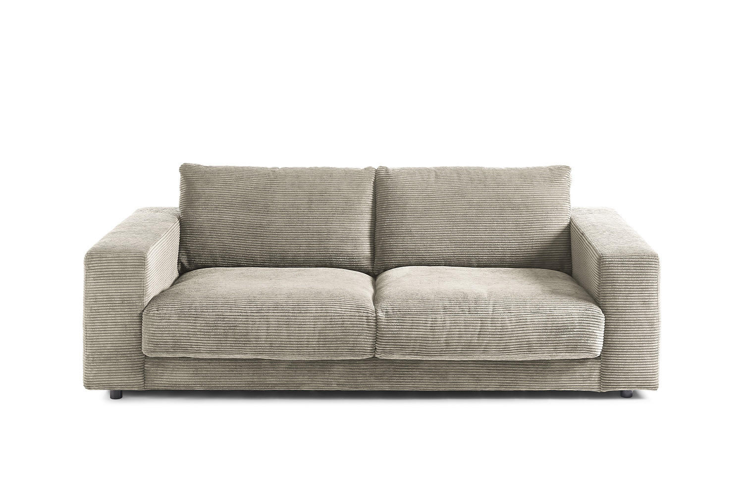 SOFA 2-SITZER MADELINE Grau Cord - Greige/Schwarz, Kunststoff/Textil (230/85/127cm) - KAWOLA