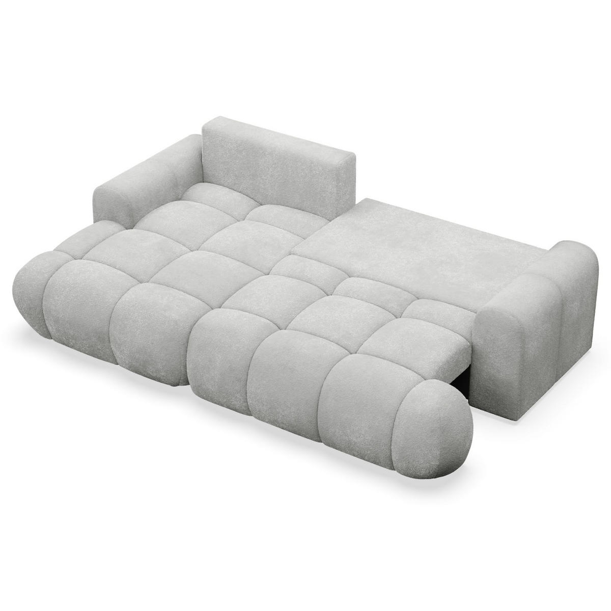 ECKSOFA Ombo Mini, Hellgrau Bouclé, linksseitig - Hellgrau/Schwarz, Kunststoff/Textil (256/155cm) - Selsey