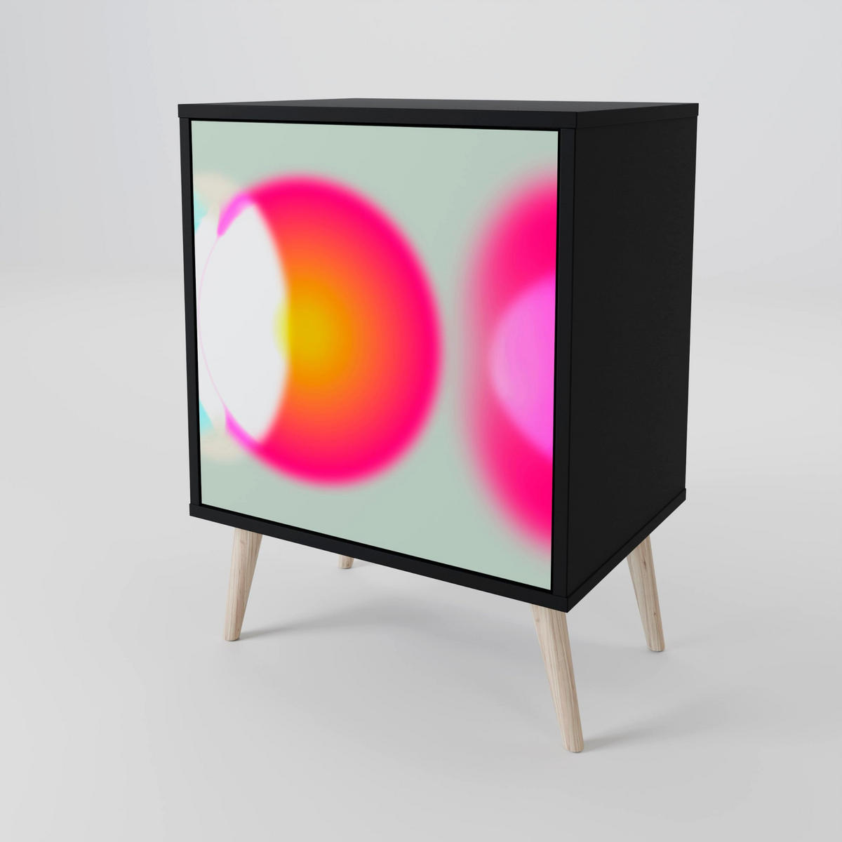 SIDEBOARD SYMPHONY OF COLORS, Schwarz, 57,5x42x67,5 cm, Schwarze Metall-Rahmenfüße - Multicolor/Schwarz, Holzwerkstoff/Metall (57.5/67.5/42cm) - SpaceRebels