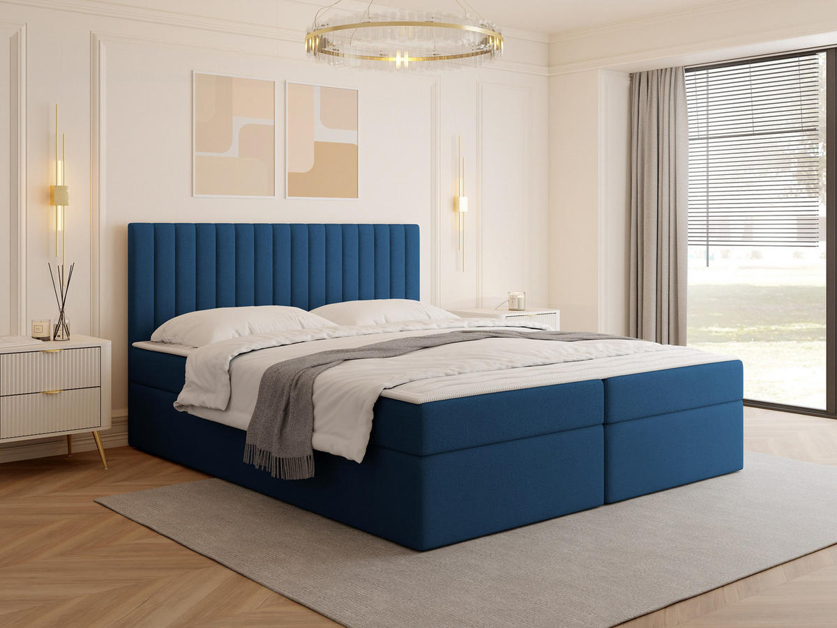BOXBETT Tirulo - Blau/Schwarz, Holzwerkstoff/Kunststoff (140/200cm) - MIRJAN24