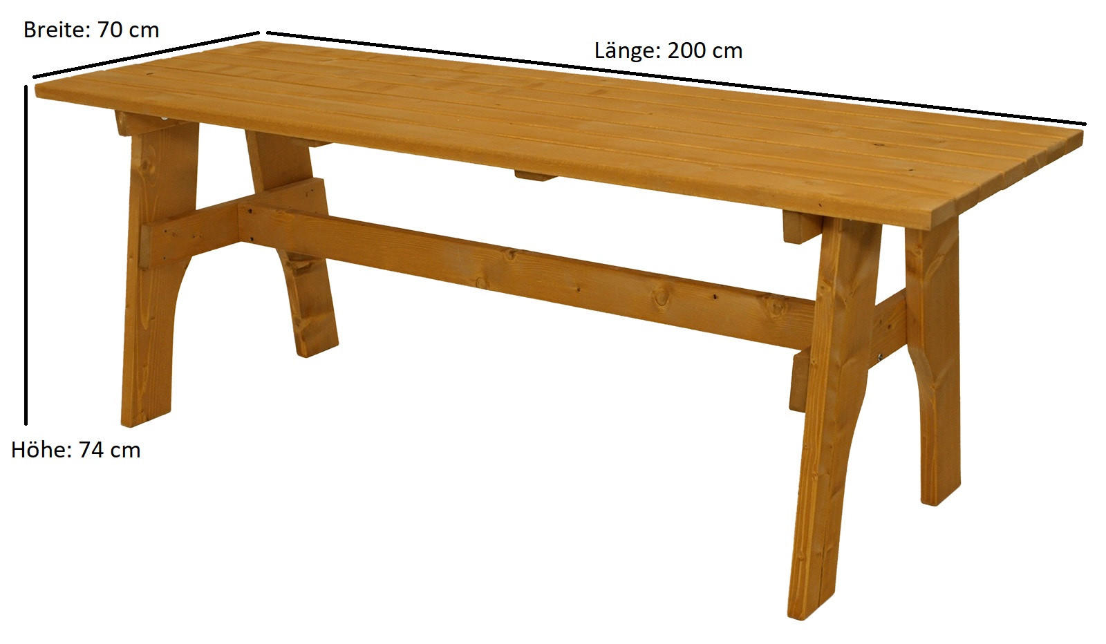 GARTENTISCH Drieburg 72x200cm aus Kiefer massiv - Braun, Holz (72/200/74cm) - TPFGarden