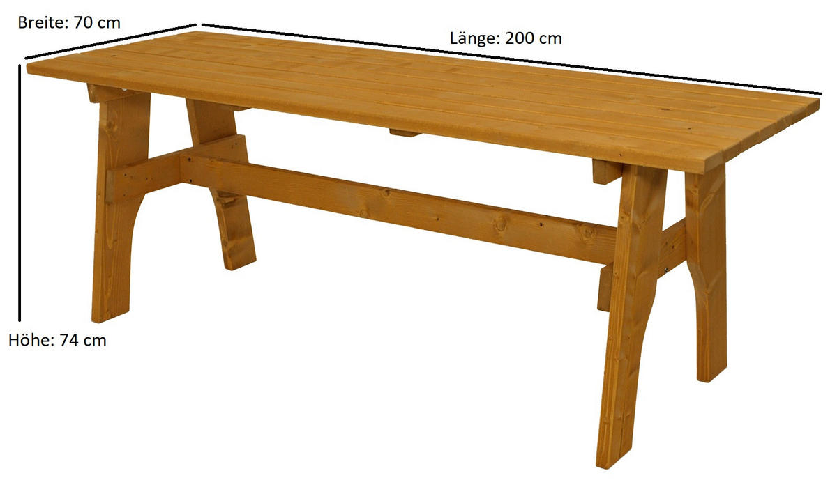 GARTEN-GARNITUR Drieburg 200cm aus Kiefer massiv 3tlg. - Braun, Holz - TPFGarden