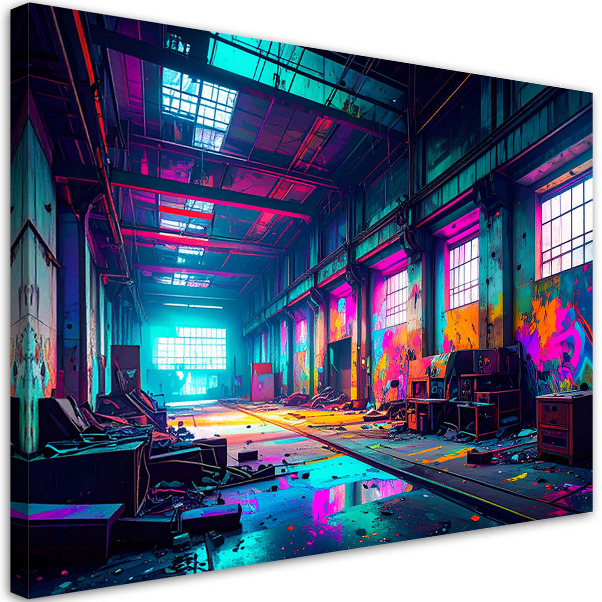 LEINWANDBILD Verlassene alte Fabrik 120x80cm - Multicolor, Textil (120/80cm) - Feeby