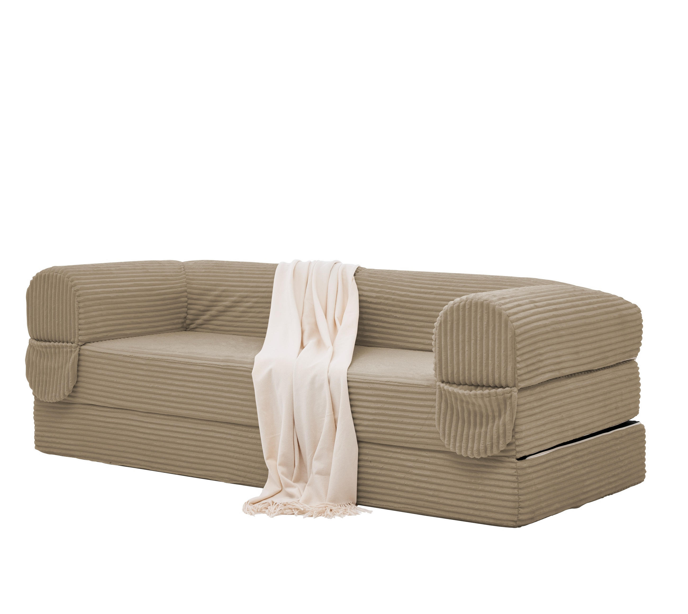 SCHLAFSOFA in Braun aus Cord mit bodennaher Konstruktion - Braun, Textil/Metall (190/45/78cm) - CHICFURN