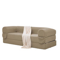SCHLAFSOFA in Braun aus Cord mit bodennaher Konstruktion - Braun, Textil/Metall (190/45/78cm) - CHICFURN