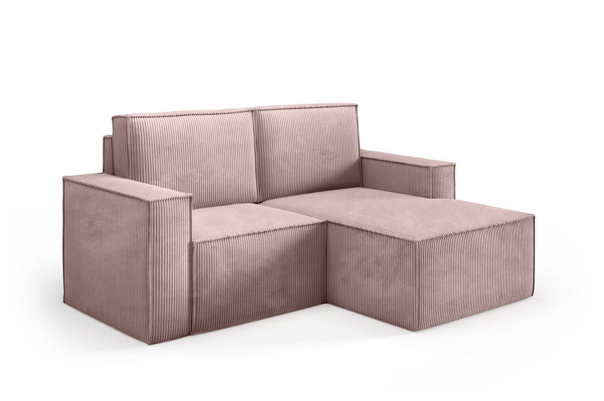 ECKSOFA Orto Rosa, Zweisitzer Kordecksofa rechte seite - Rosa, Holzwerkstoff/Textil (180/141cm) - Bettso