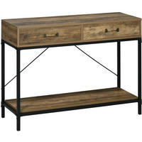 KONSOLENTISCH 100/35/76,5 cm Vintage Braun mit 2 Schubladen und Unterregal - Braun, Holzwerkstoff (35/100/76.5cm) - OKWISH