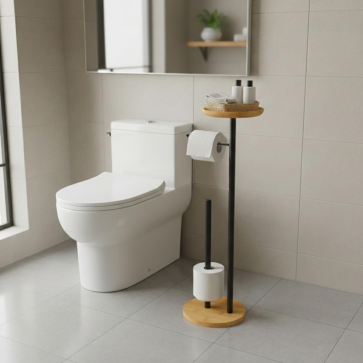 DRŽIAK WC papiera - viacfarebná, kov/drevo (25/65/20cm) - Relaxdays