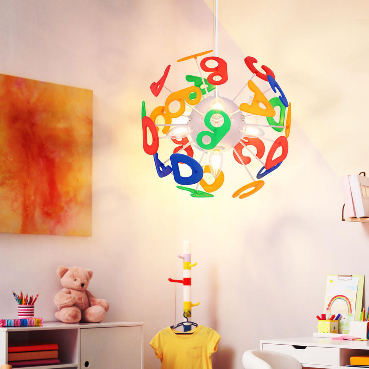 LED KINDERDECKENLEUCHTE LURRA Bunt - Multicolor, Kunststoff (35/35/120cm) - Globo Lighting