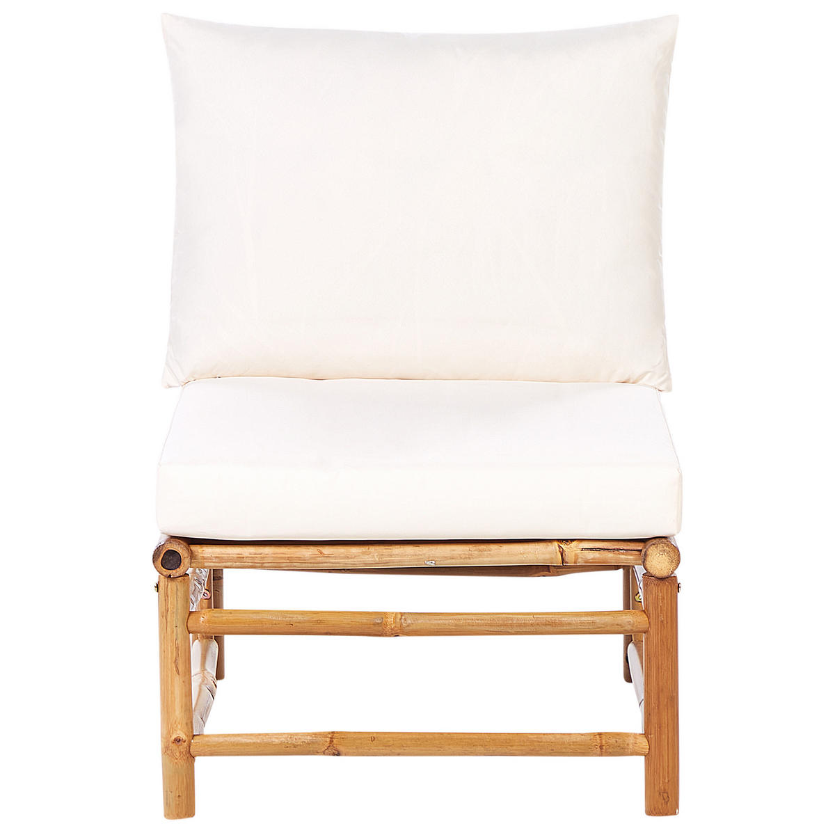 LOUNGE SET 5-Sitzer Bambusholz hellbraun 3-teilig Auflagen cremeweiß Cerreto - Creme, Holz - Beliani