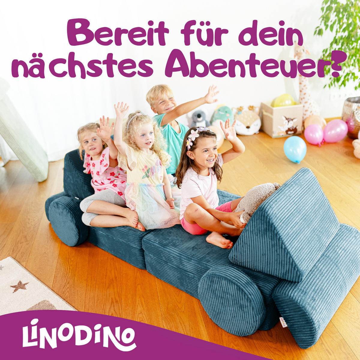 SPIELSOFA Kinder Fantasiewelt 8tlg - Dunkelgrün, Textil (150/55/66cm) - Linodino