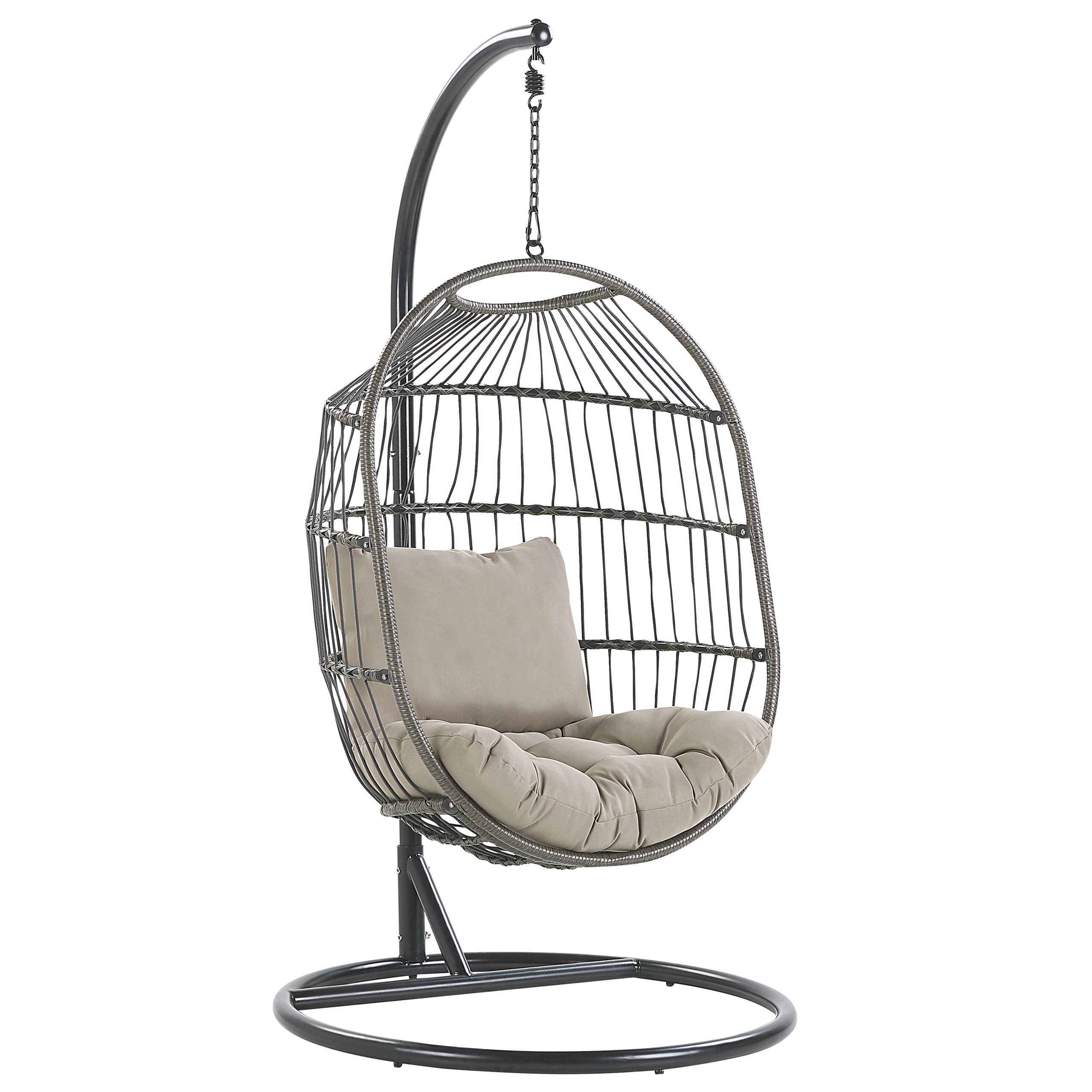 HÄNGESESSEL mit Gestell PE Rattan/Flechtseil schwarz 102 cm Alba - Schwarz, Kunststoff (102/200/102cm) - Beliani