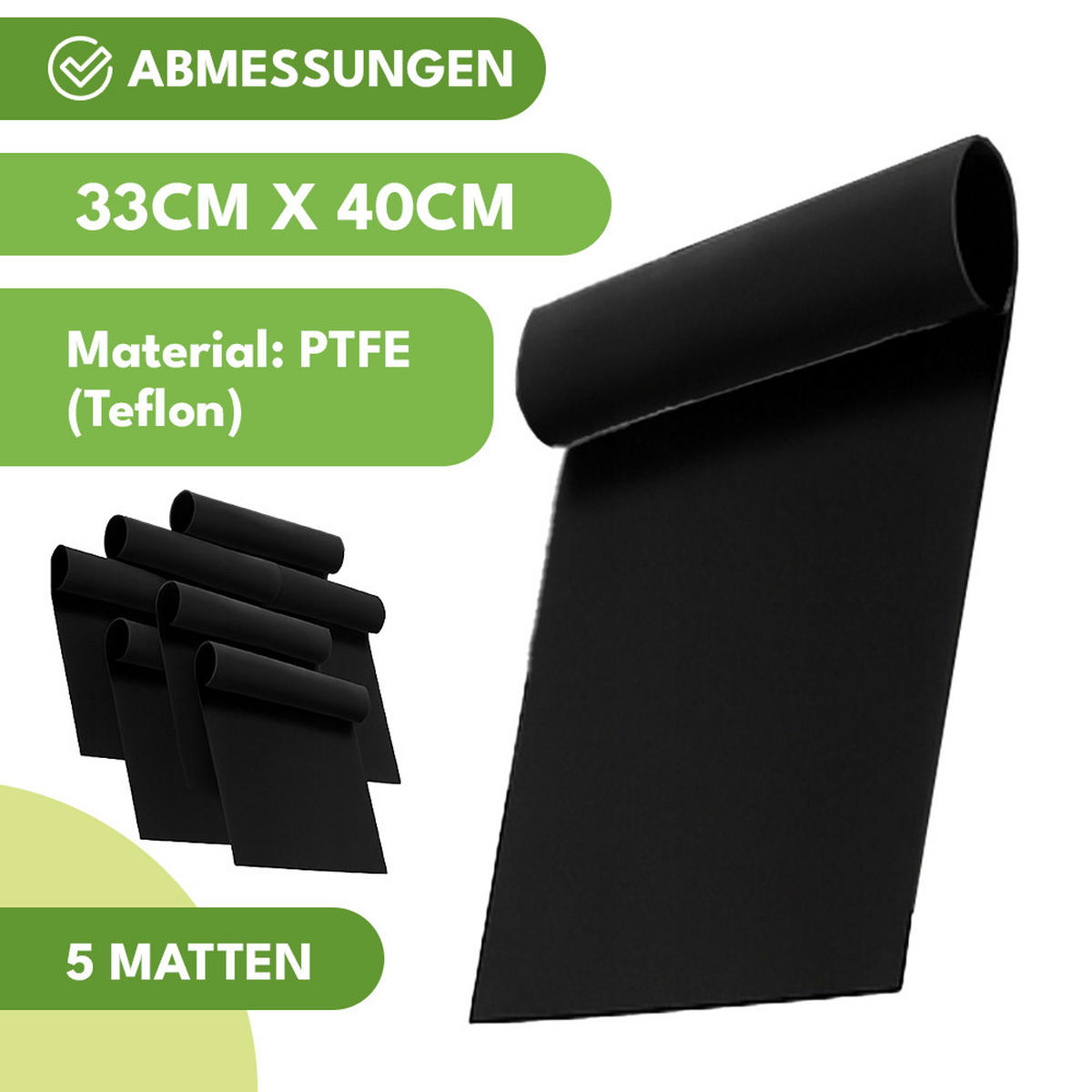 GRILLMATTE 5er Set - Dauerbackfolie für Backofen & Gasgrill - Weiß, Kunststoff (33/40/33cm)