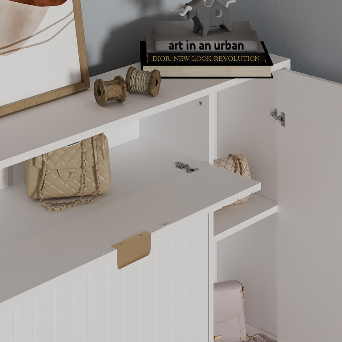 SCHUHSCHRANK Helge Weiß 108 x 107.5 cm - Weiß, Holzwerkstoff (108/107.5/23.5cm) - Vicco