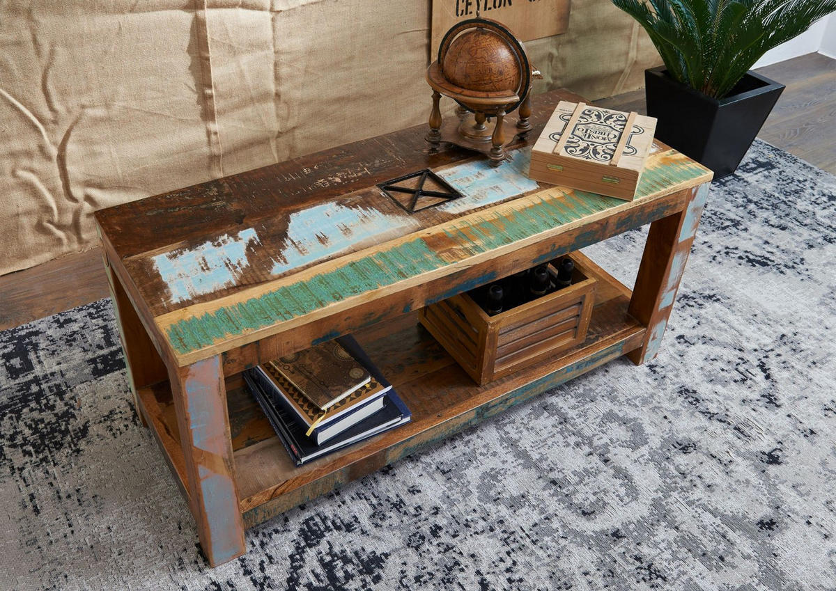 COUCHTISCH Altholz 110x45x50 mehrfarbig lackiert NATURE OF SPIRIT #107 - Multicolor, Holz (110/45/50cm) - Massivmoebel24