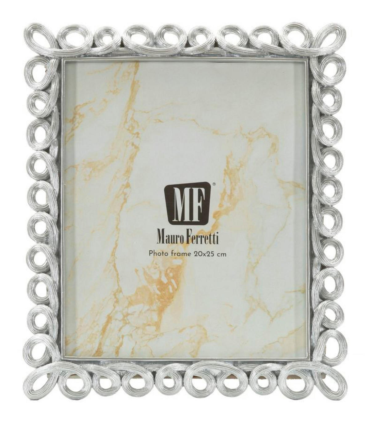 BILDERRAHMEN Hollow, Fotoformat 20 x 25 cm, silberfarben, Polyresin und Glas, Rahmen 26 x 2,2 x 31,3 cm - Silberfarben, Glas/Kunststoff (26/31.3/2.2cm) - Mauro Ferretti