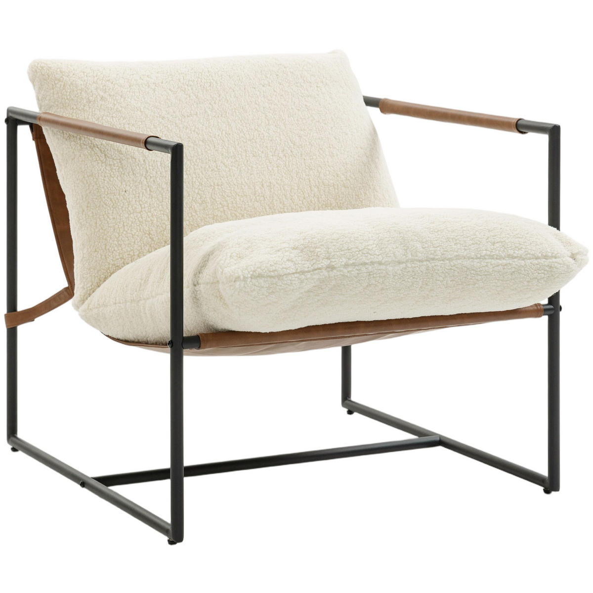 SESSEL DE-13326 breite Sitzfläche & Bouclé-Stoff Creme - Creme, Metall (77/80/91cm) - ComfortXL