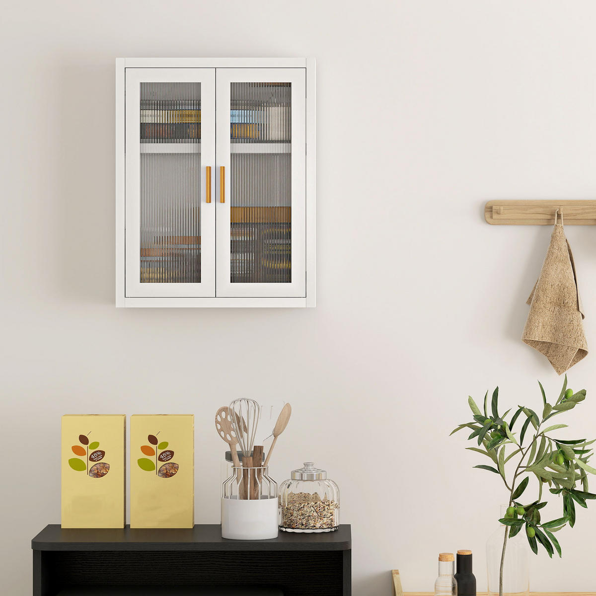 HÄNGESCHRANK DE-15945 mit 2 gerillten Türen Weiß - Weiß, Metall (14/50/40cm) - ComfortXL