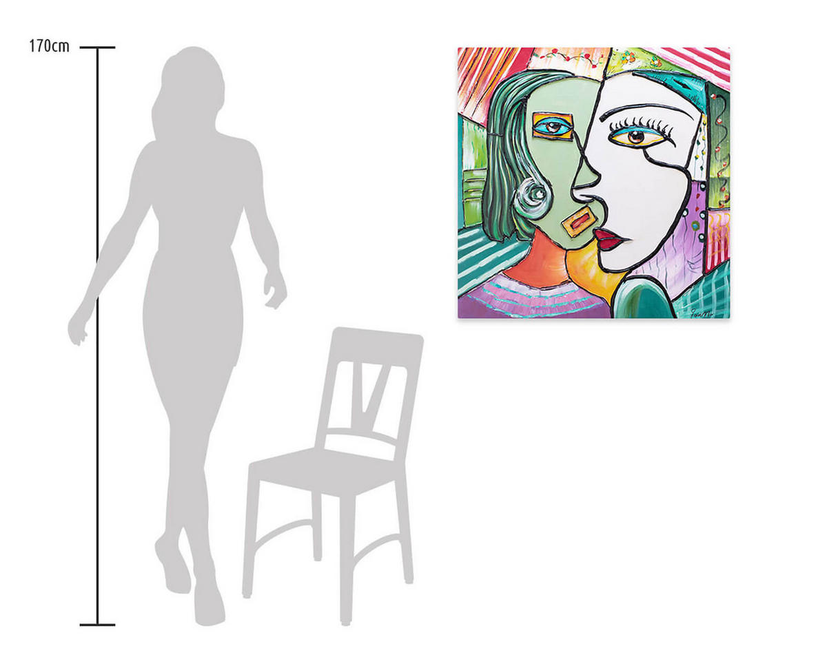 RUČNE MAĽOVANÝ AKRYLOVÝ OBRAZ 80/80 cm, viacfarebný, abstraktný dekoratívny motív - viacfarebná, drevo/textil (80/80cm) - KUNSTLOFT