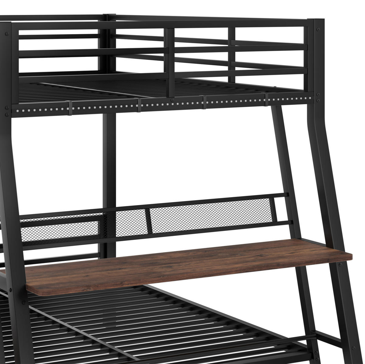 HOCHBETT mit Schreibtisch und 2 Schubladen 140x200 cm Metall Schwarz - Schwarz, Metall (140/200cm) - Beauniv