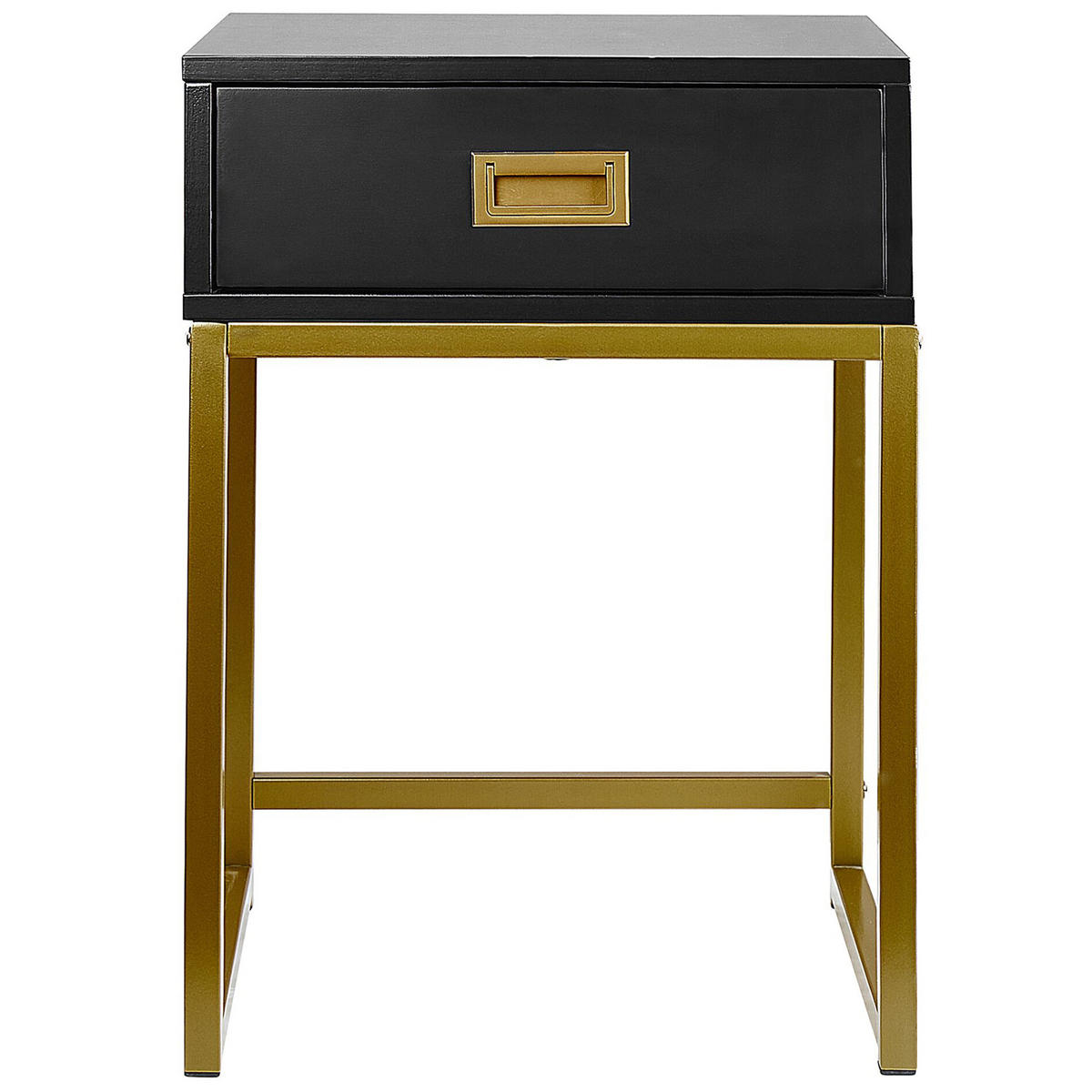 BEISTELLTISCH schwarz/gold 1 Schublade quadratisch 40/40/57 cm Largo - Goldfarben/Schwarz, Holzwerkstoff (40/40/57cm) - Beliani