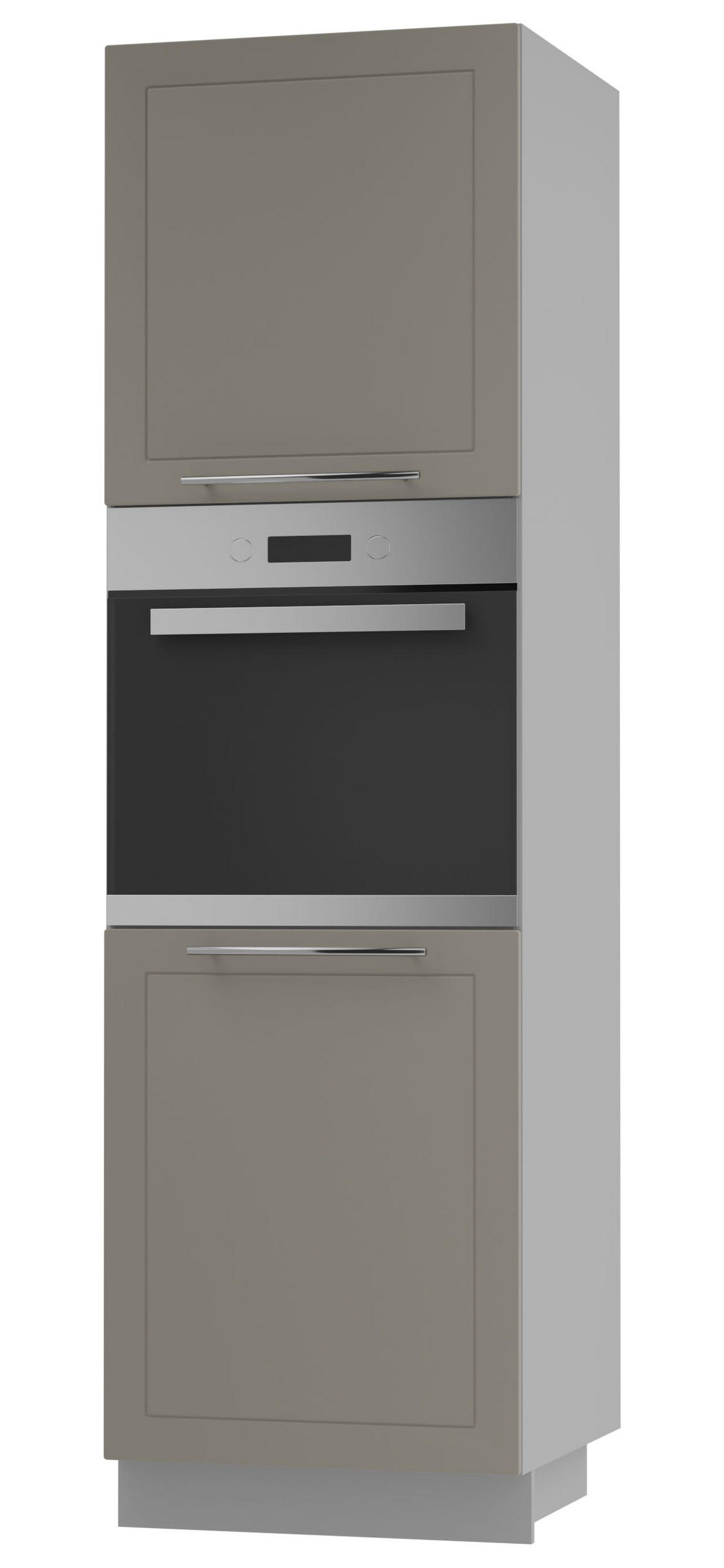 BACKOFENHOCHSCHRANK Kvantum D14/RU/2D Beige Matt / Grau Matt 60 / 59 / 207cm - Beige/Grau, Holz/Holzwerkstoff (60/207/59cm) - Feldmann-Wohnen