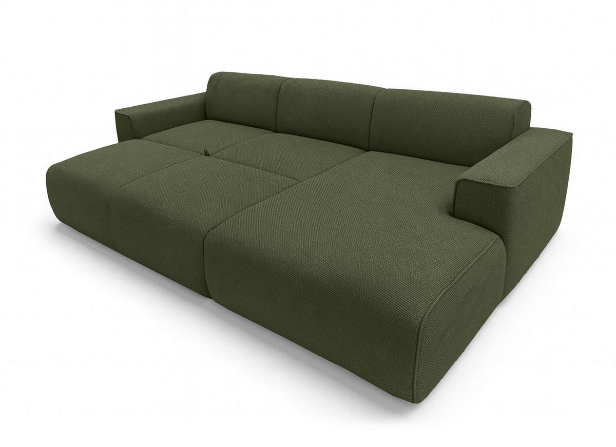 ECKSOFA L Form Ruyam Grün 310/165/78 cm – Schlaffunktion Rechts - Schwarz/Grün, Kunststoff/Textil (310/170cm) - AX Living