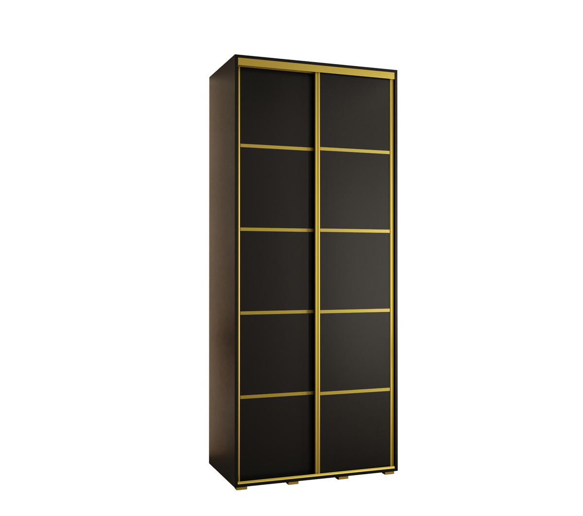 SCHWEBETÜRENSCHRANK 235,2/100/60 2-türig - Goldfarben/Schwarz, Holz/Metall (100/235/60cm) - Abiks Möbel